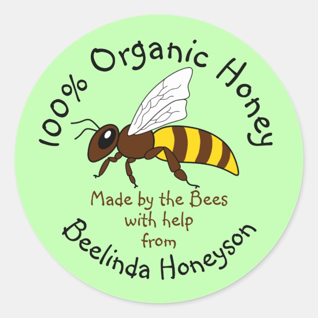 Cartoon Organic Honey Jar Label Stickers (Front)