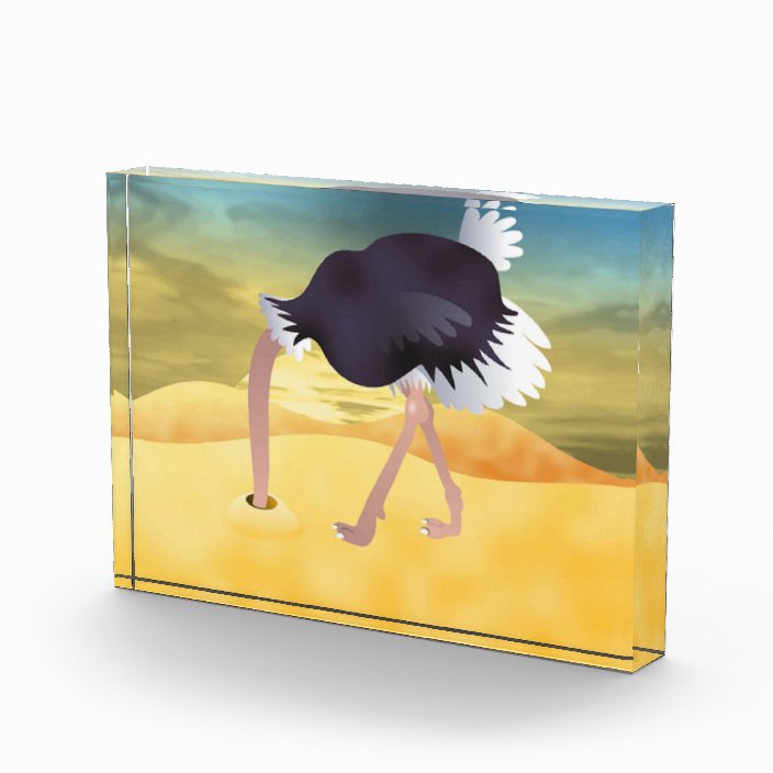 Cartoon Ostrich With Head In Sand Photo Block | Zazzle.ca