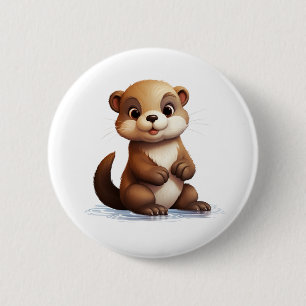 Cartoon otter illustration 2 inch round button
