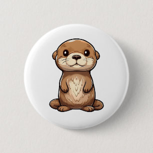Cartoon otter illustration 2 inch round button