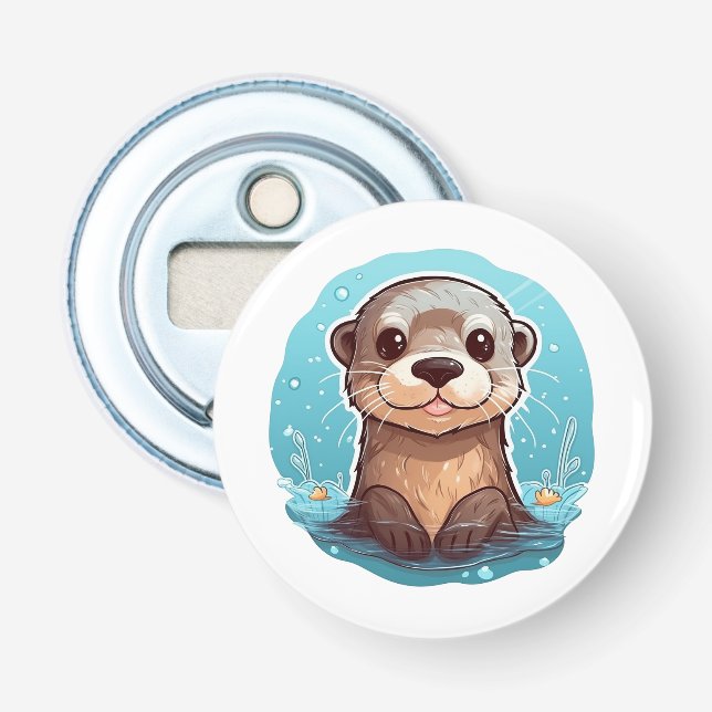 Cartoon otter illustration bottle opener (Front)