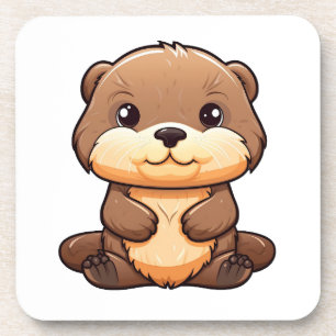 Cartoon otter illustration coaster