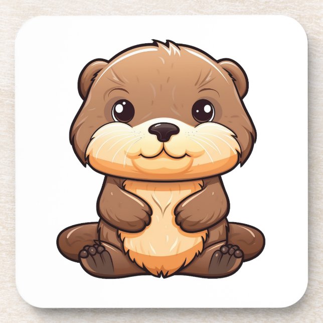 Cartoon otter illustration coaster (Front)