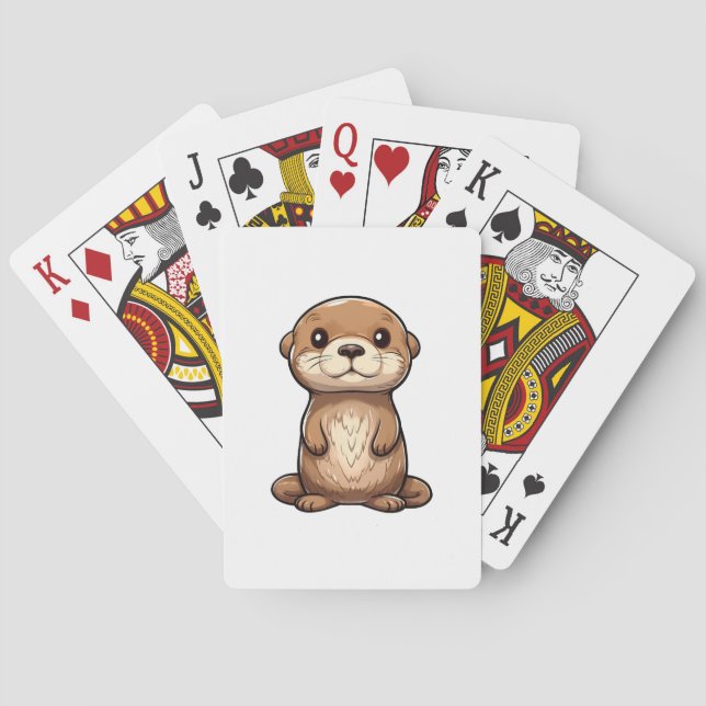 Cartoon otter illustration playing cards (Back)