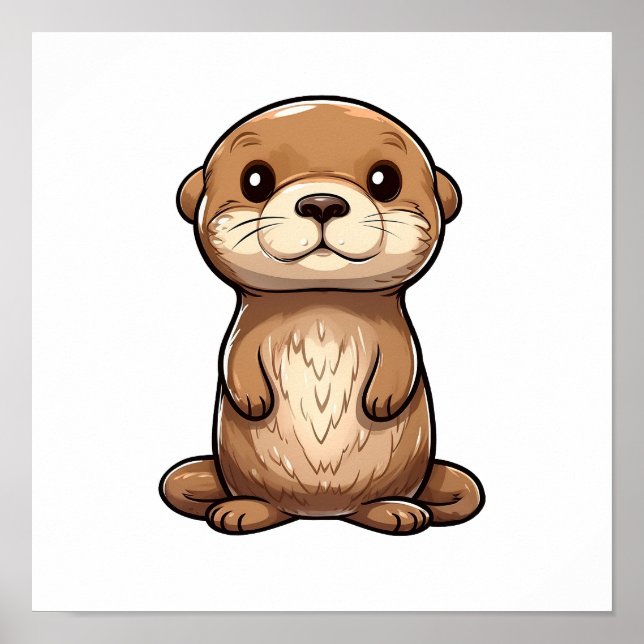 Cartoon otter illustration poster (Front)