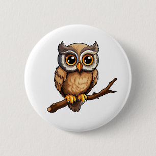 Cartoon owl illustration 2 inch round button
