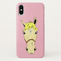 Cartoon Palomino Pony on Pink