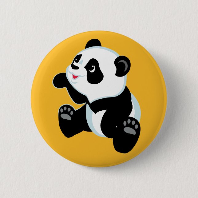 cartoon panda 2 inch round button (Front)