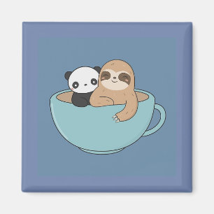Cartoon Panda Bear and Sloth  Magnet