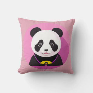 Cartoon Panda Colourful Illustration Throw Pillow