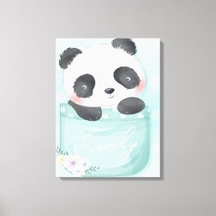 Cartoon Panda   Cute Panda Is In Pocket Canvas Print