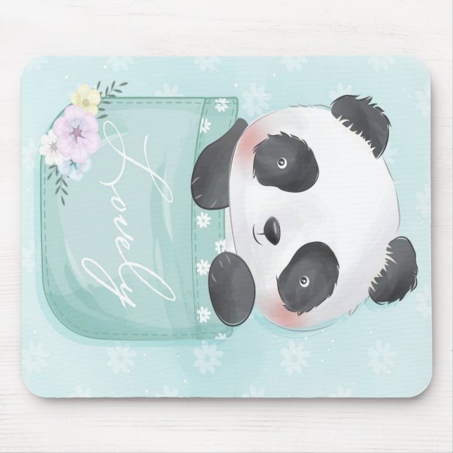 Cartoon Panda | Cute Panda Is In Pocket Mouse Pad (Front)