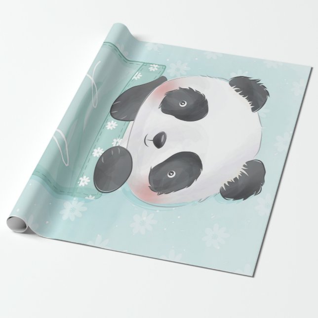 Cartoon Panda | Cute Panda Is In Pocket Wrapping Paper (Unrolled)