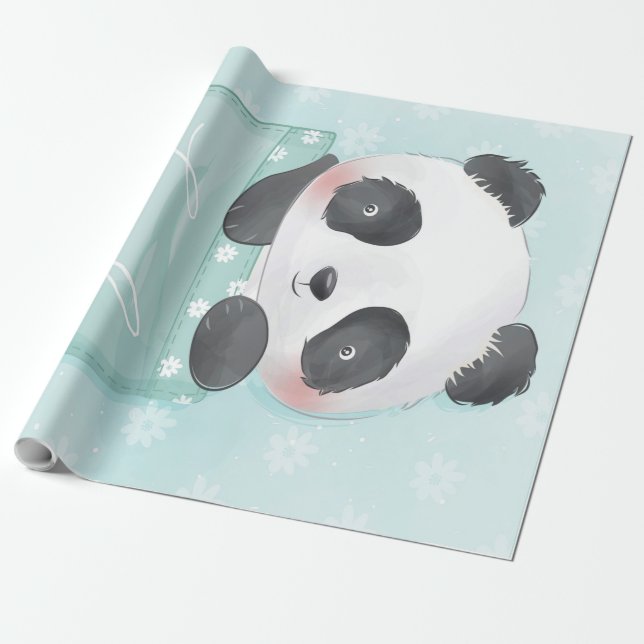 Cartoon Panda | Cute Panda Is In Pocket Wrapping Paper (Unrolled)