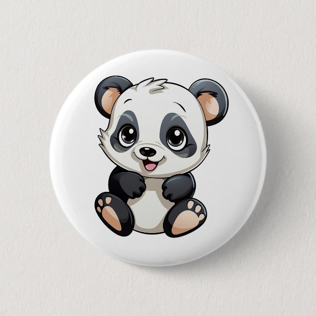 Cartoon panda illustration 2 inch round button (Front)