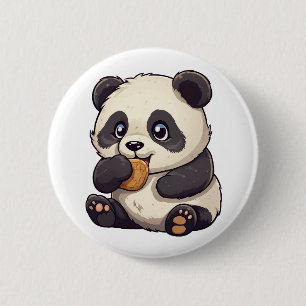 Cartoon panda illustration 2 inch round button