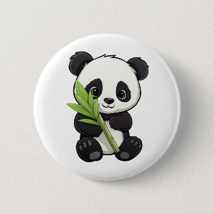Cartoon panda illustration 2 inch round button