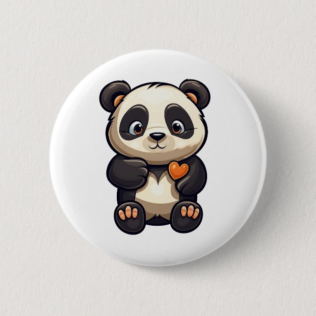 Cartoon panda illustration 2 inch round button (Front)