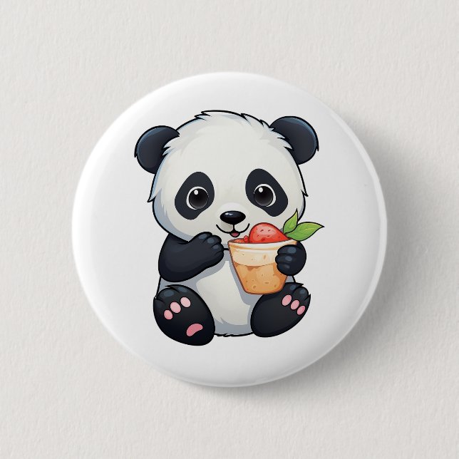 Cartoon panda illustration 2 inch round button (Front)