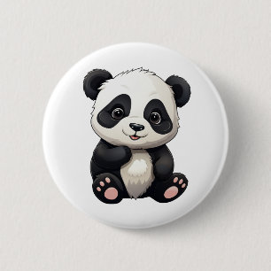 Cartoon panda illustration 2 inch round button