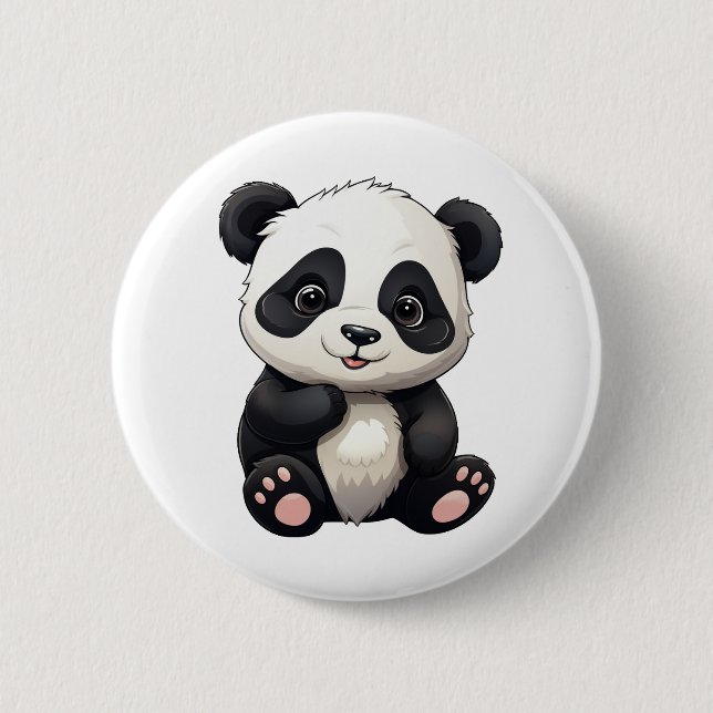 Cartoon panda illustration 2 inch round button (Front)