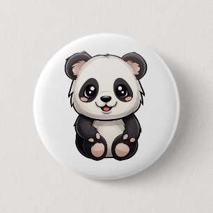 Cartoon panda illustration 2 inch round button