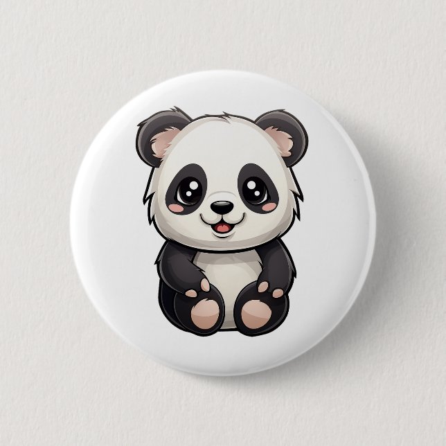 Cartoon panda illustration 2 inch round button (Front)