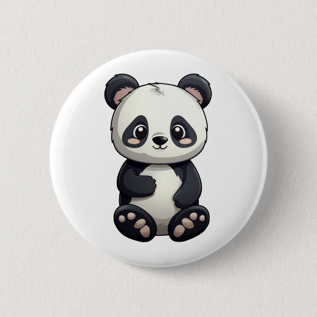 Cartoon panda illustration 2 inch round button (Front)