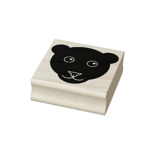 Cartoon Panther Face Rubber Stamp