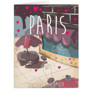 Cartoon Paris Cafe Poster