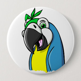 Cartoon Parrot 4 Inch Round Button