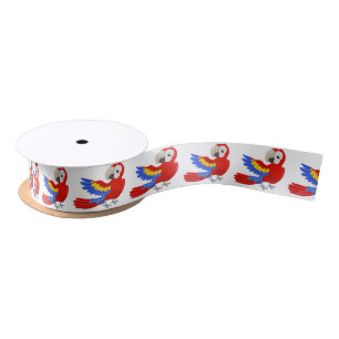 Cartoon Parrot Character Satin Ribbon