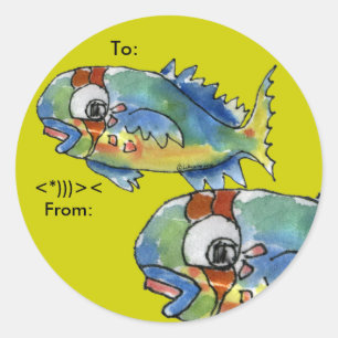 Cartoon Parrot Fish Personalized Labels