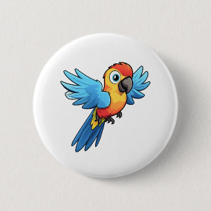 Cartoon parrot illustration 2 inch round button
