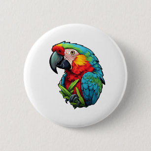 Cartoon parrot illustration 2 inch round button