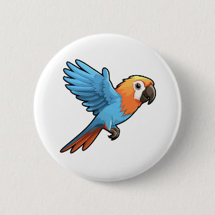 Cartoon parrot illustration 2 inch round button