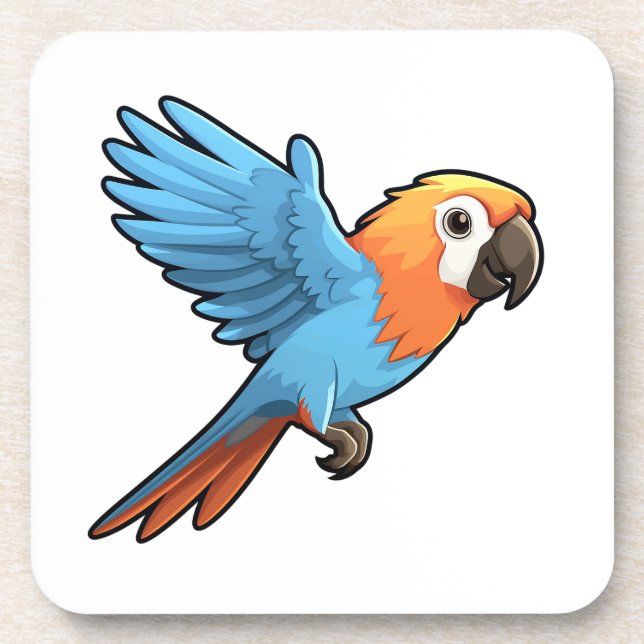 Cartoon parrot illustration coaster (Front)