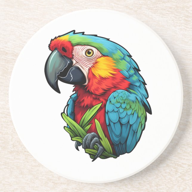 Cartoon parrot illustration coaster (Front)