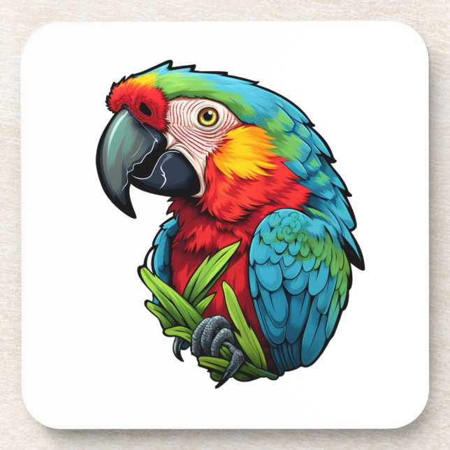 Cartoon parrot illustration coaster (Front)