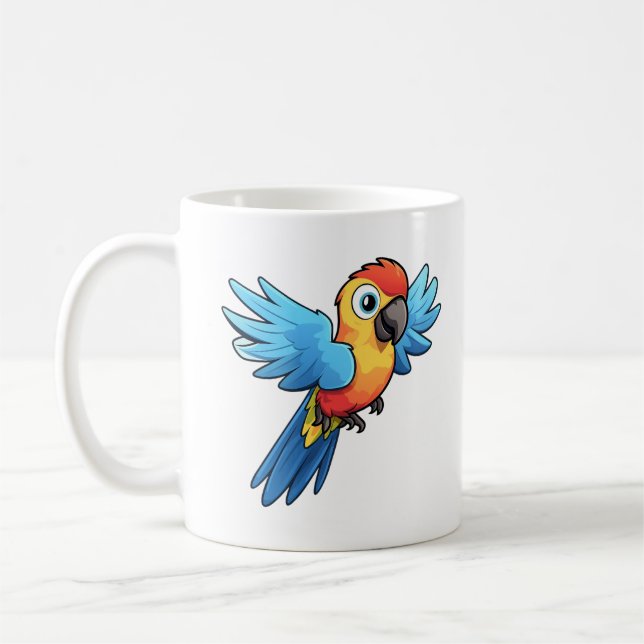 Cartoon parrot illustration coffee mug (Left)