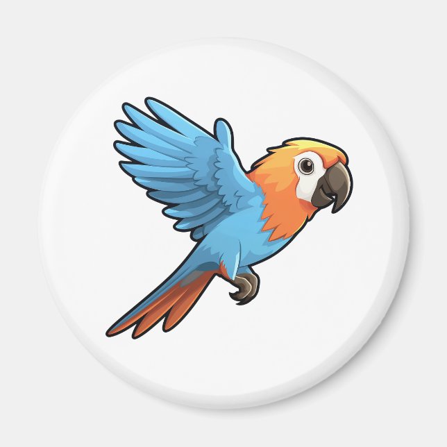 Cartoon parrot illustration magnet (Front)