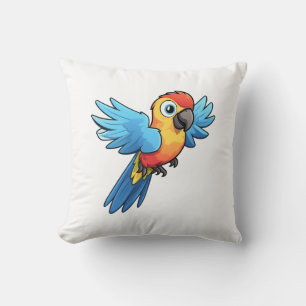 Cartoon parrot illustration throw pillow