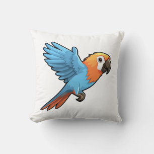 Cartoon parrot illustration throw pillow