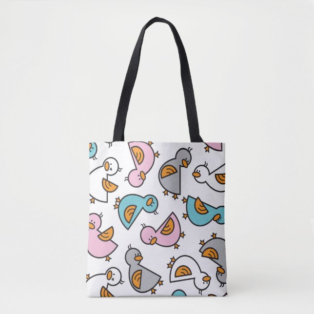 Cartoon Pastel Cute Baby Ducks Ducklings Whimsical Tote Bag (Front)