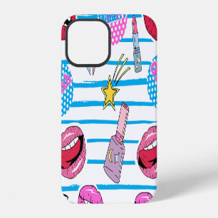 Cartoon patch badges: pop art. iPhone 12 case