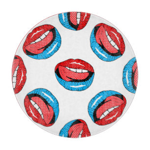Cartoon Patch Badges: Retro Pop Cutting Board