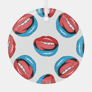 Cartoon Patch Badges: Retro Pop Glass Ornament