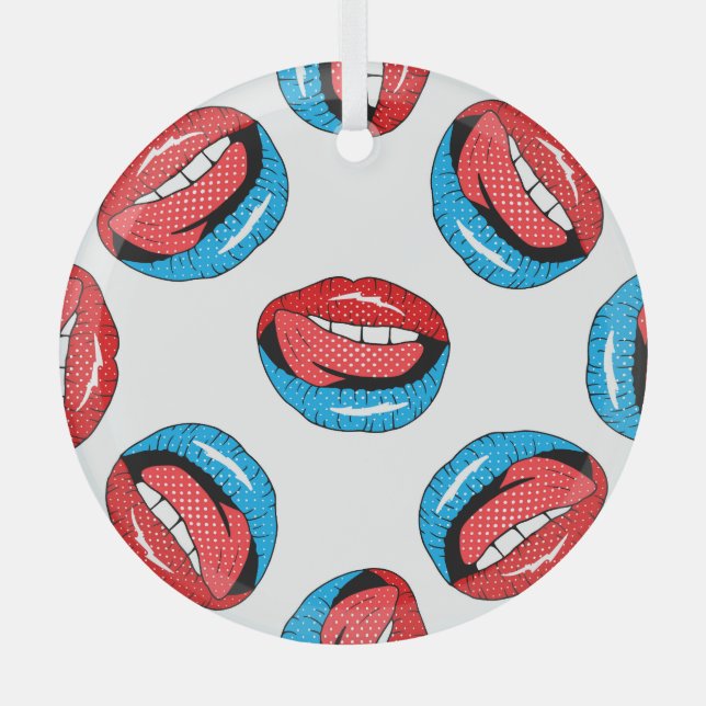 Cartoon Patch Badges: Retro Pop Glass Ornament (Front)