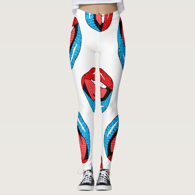 Cartoon Patch Badges: Retro Pop Leggings (Front)