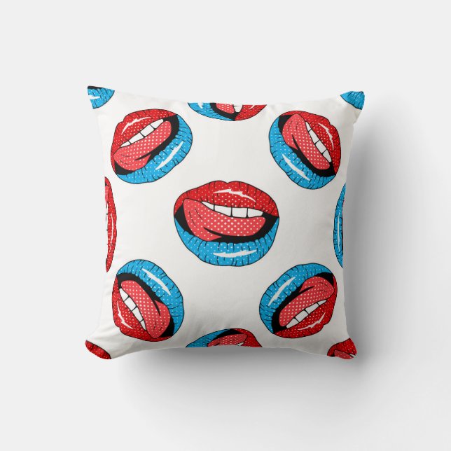 Cartoon Patch Badges: Retro Pop Throw Pillow (Front)